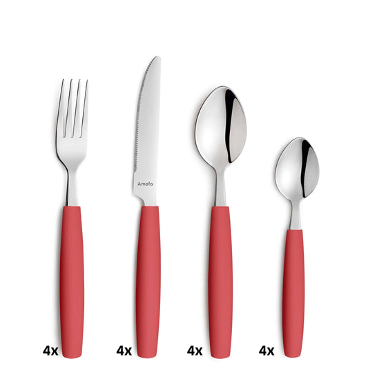VALOA cutlery set 16 pieces red