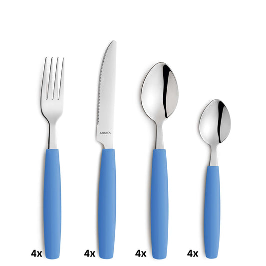 VALOA cutlery set 16-piece light blue