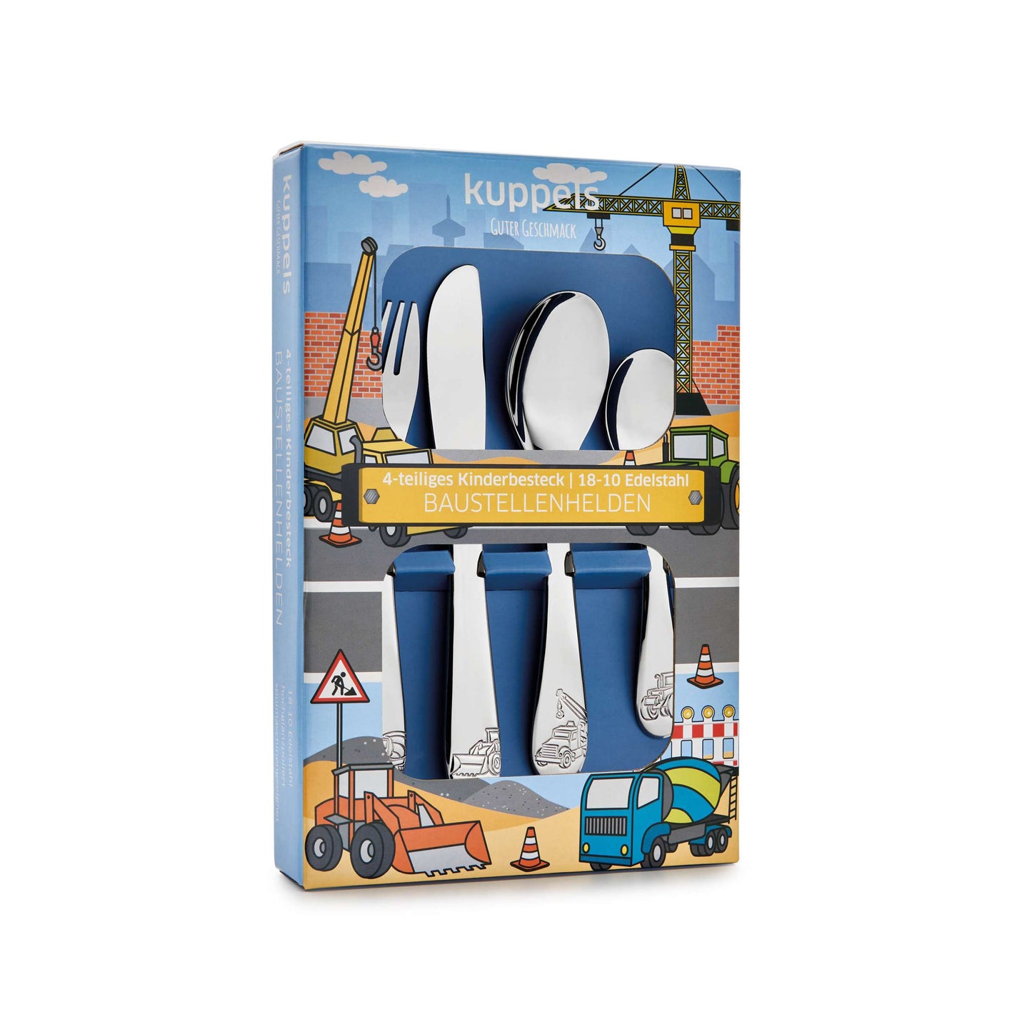 BAUSTELLENHELDEN Kinderbesteck Set 4-teilig - kuppels-home.de