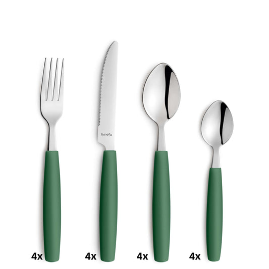 VALOA cutlery set 16-piece dark green