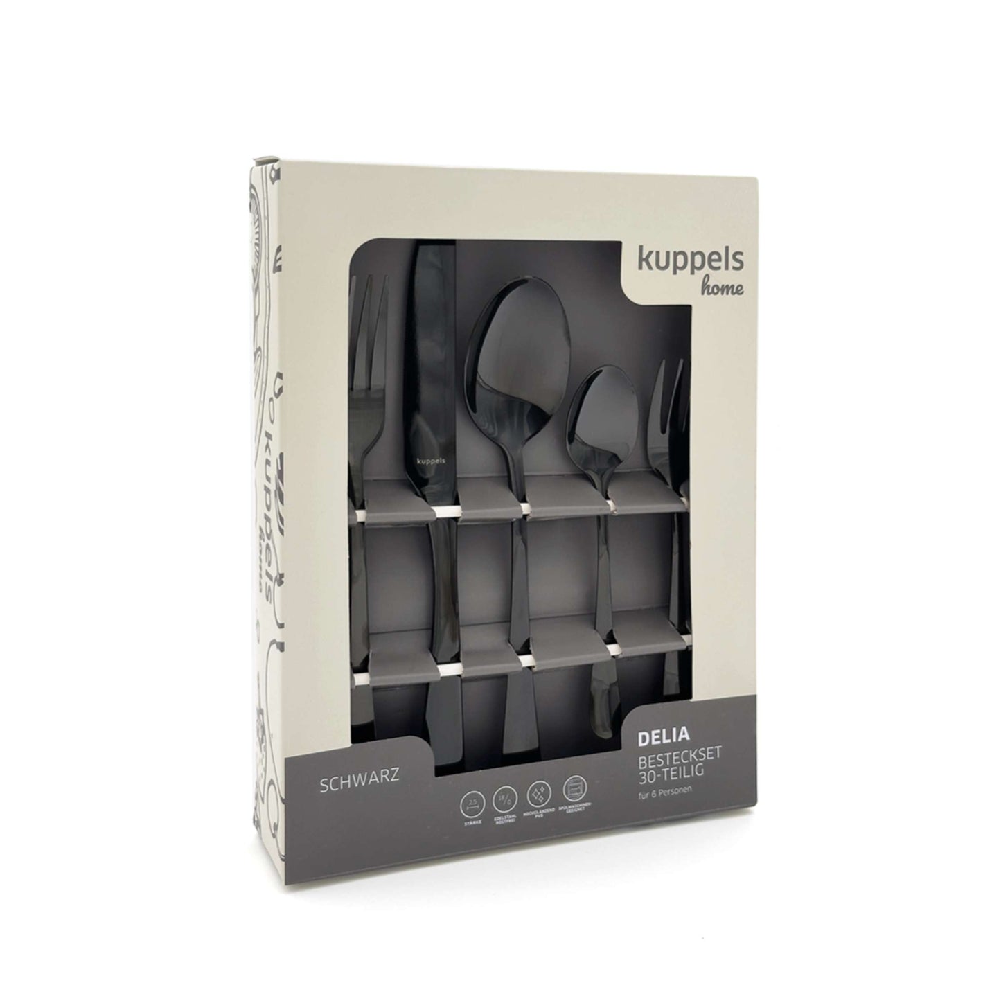 DELIA cutlery set 30-piece PVD black