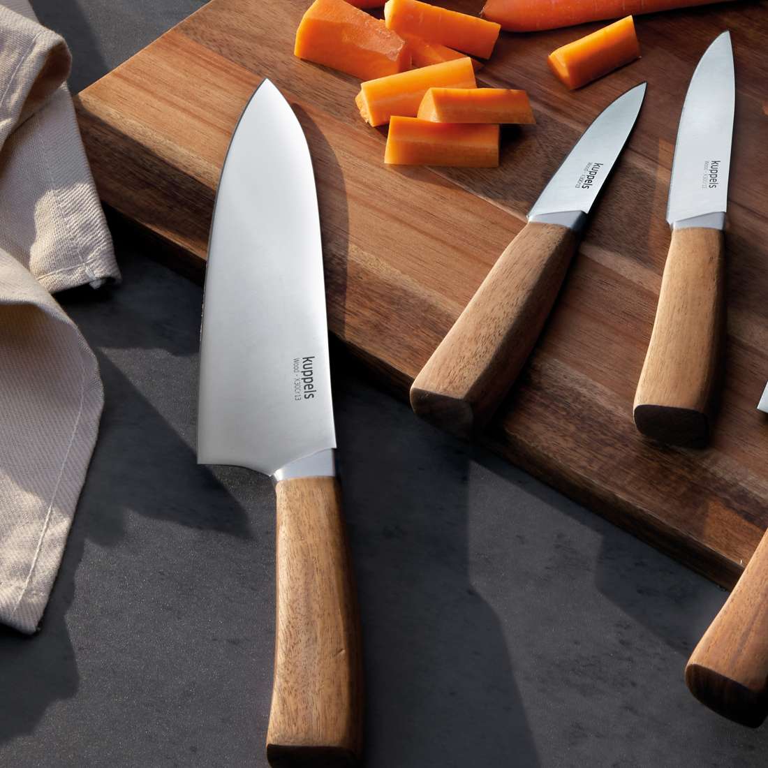 WOOD kitchen knife set 3-piece