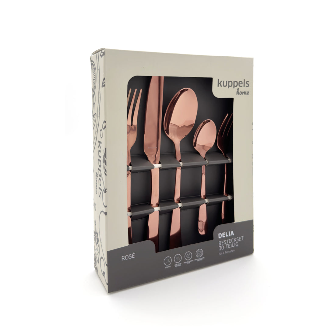 DELIA Besteckset 30-teilig PVD rosé - kuppels-home.de