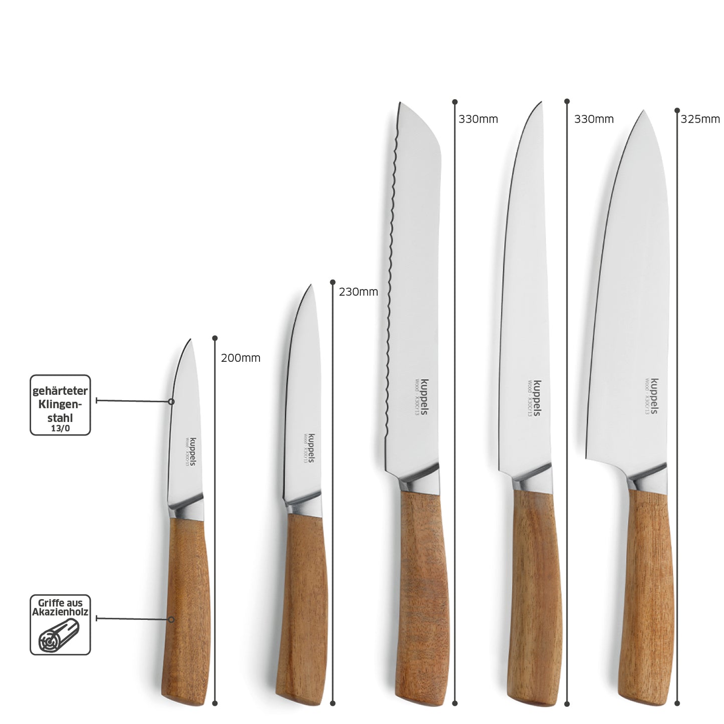 WOOD Messerblock 5-teilig - kuppels-home.de