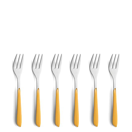 PRISMA cake fork set 6-piece mustard yellow