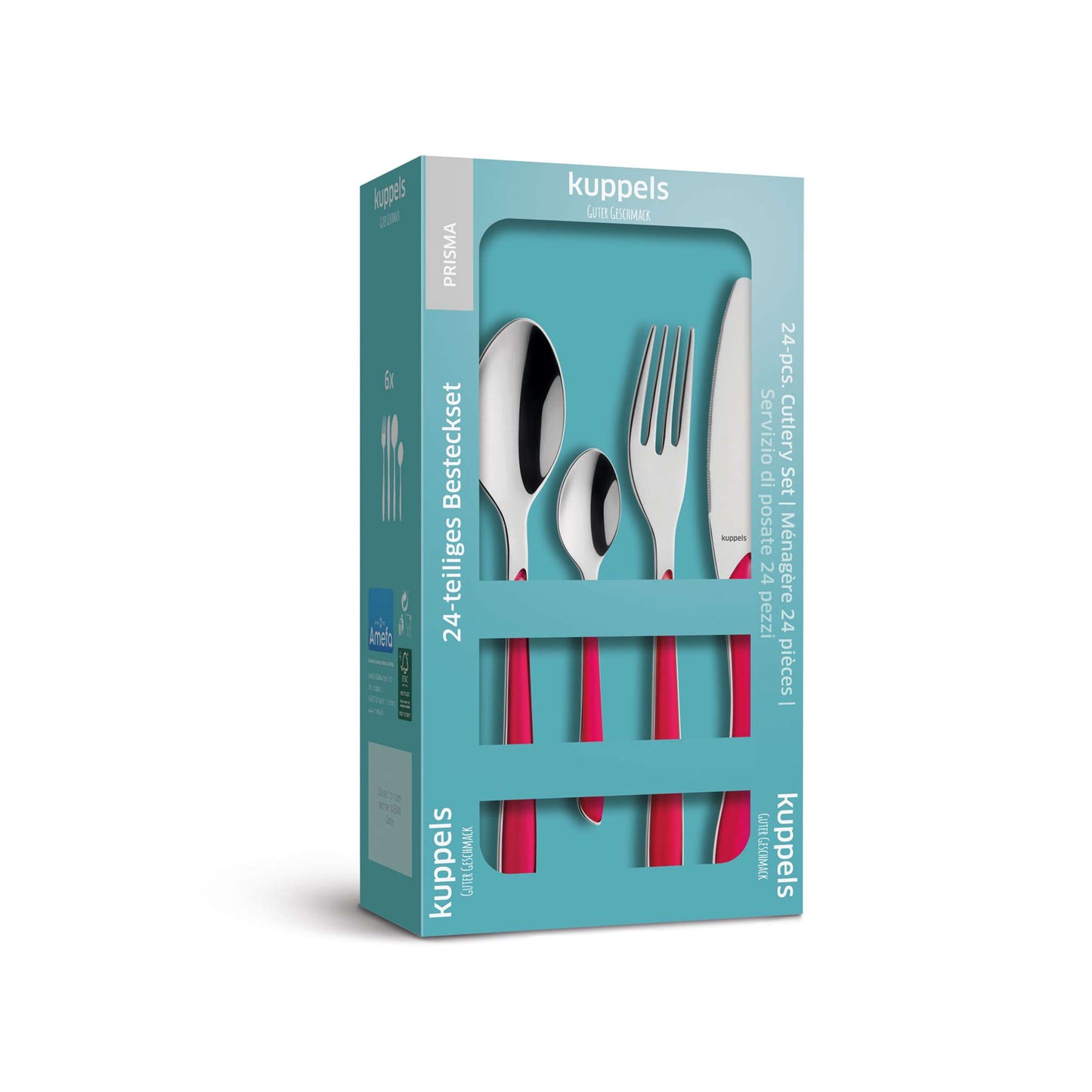 PRISMA cutlery set 24-piece raspberry red