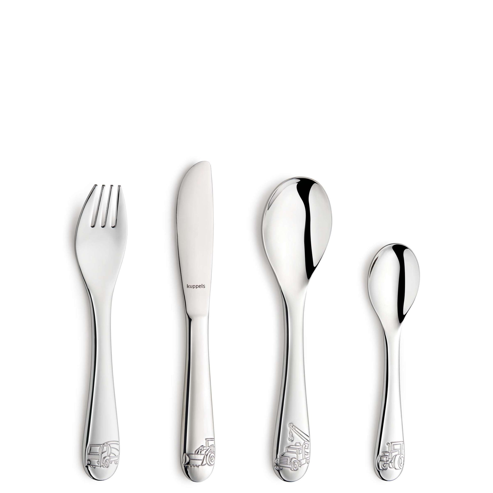 BAUSTELLENHELDEN Kinderbesteck Set 4-teilig - kuppels-home.de
