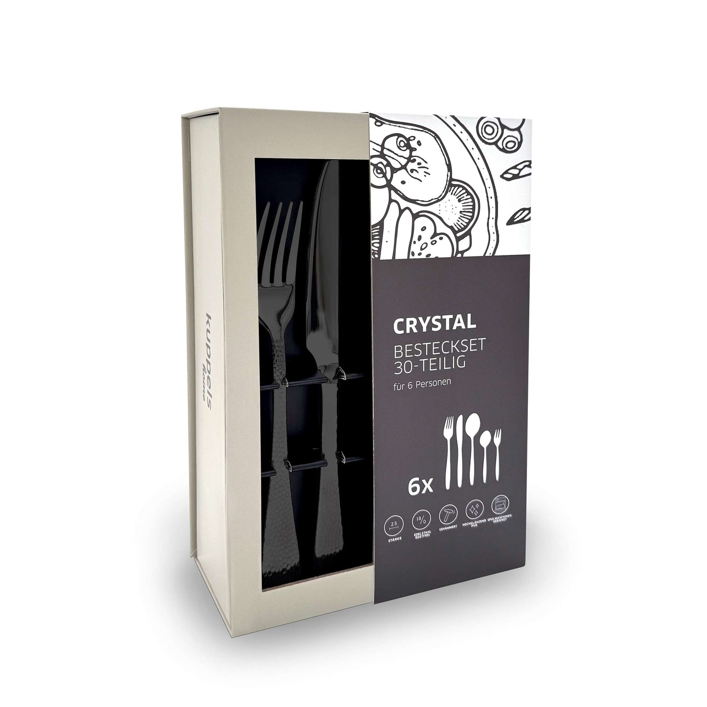 CRYSTAL Besteckset 30-teilig PVD schwarz