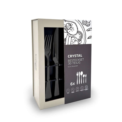 CRYSTAL Besteckset 30-teilig PVD schwarz - kuppels-home.de