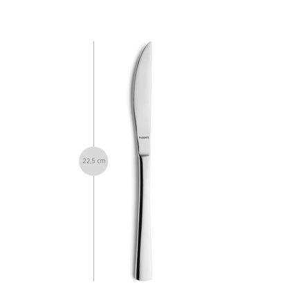 Ein Kuppels SELECTION Steakmesser aus dem 2-teiligen Set ist neben einer vertikalen Linie abgebildet, die seine Länge von 22,5 cm verdeutlicht und seine scharfe Klinge hervorhebt.
