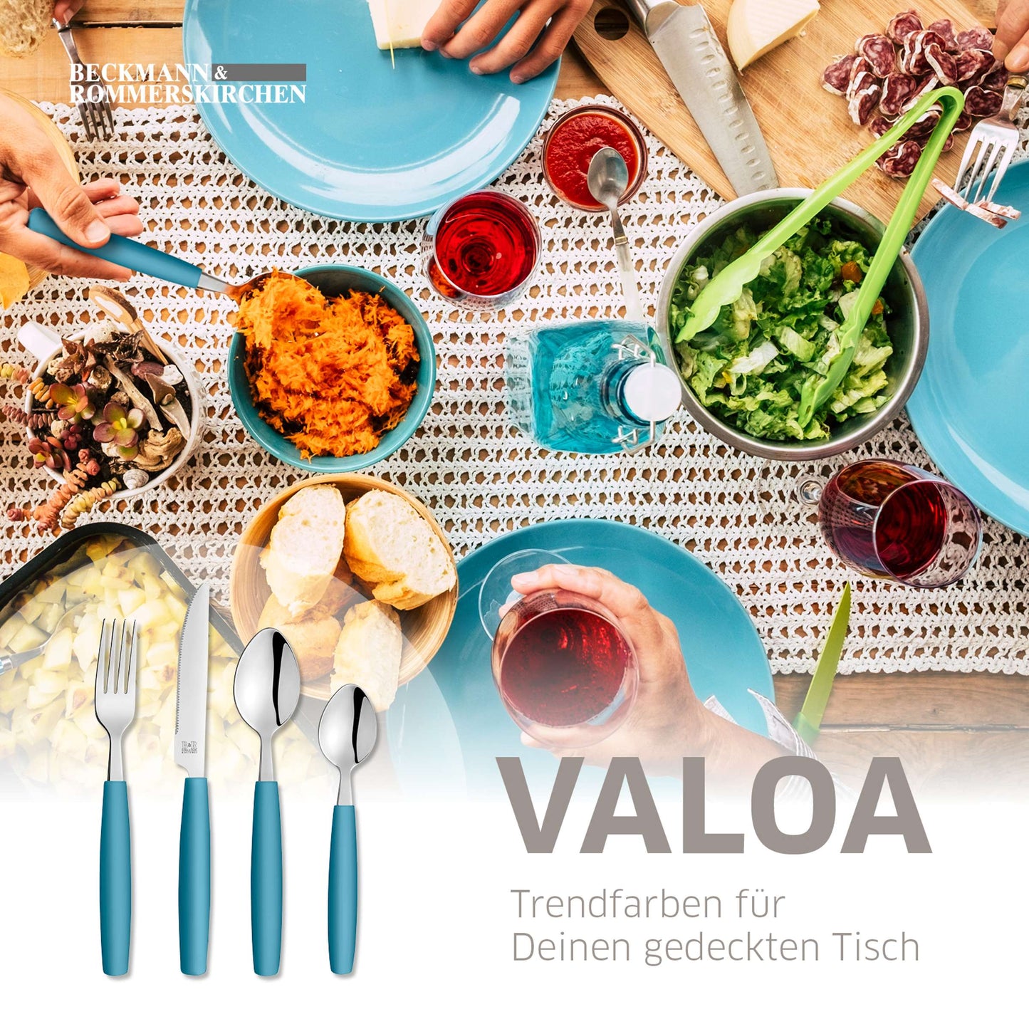 VALOA cutlery set 16 pieces petrol