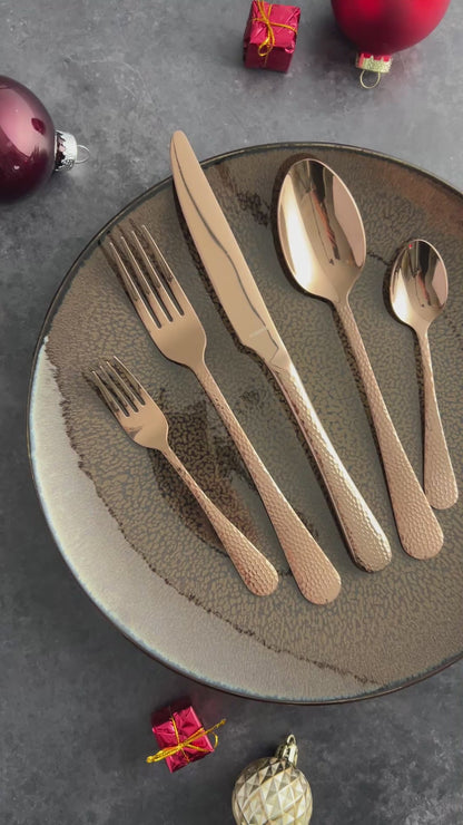 CRYSTAL cutlery set 30-piece PVD rose